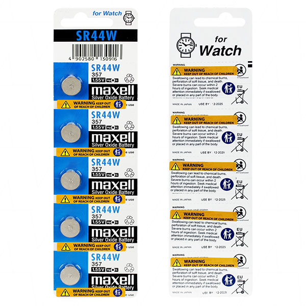 Maxell SR44W-BP5 (M) - Maxell SR44W Silver Oxide Battery Replaces 228 ...